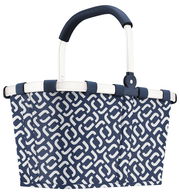 Tragetasche mit blau-weißem Muster, seitliche Perspektive