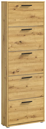 Schuhkipper aus Holz mit fünf Klappen, frontale Ansicht