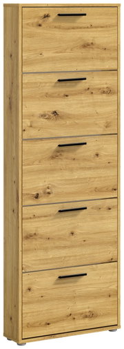 Schuhkipper aus Holz mit fünf Klappen, frontale Ansicht