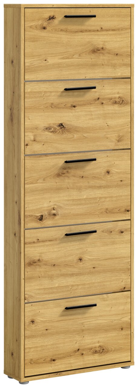 Houten schoenenrek met vijf kleppen, vooraanzicht