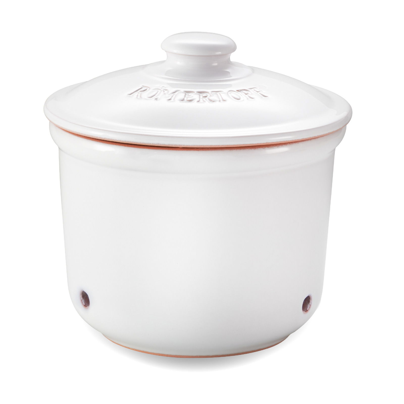 Weißer Frische-Topf Mini mit Deckel, seitliche Perspektive