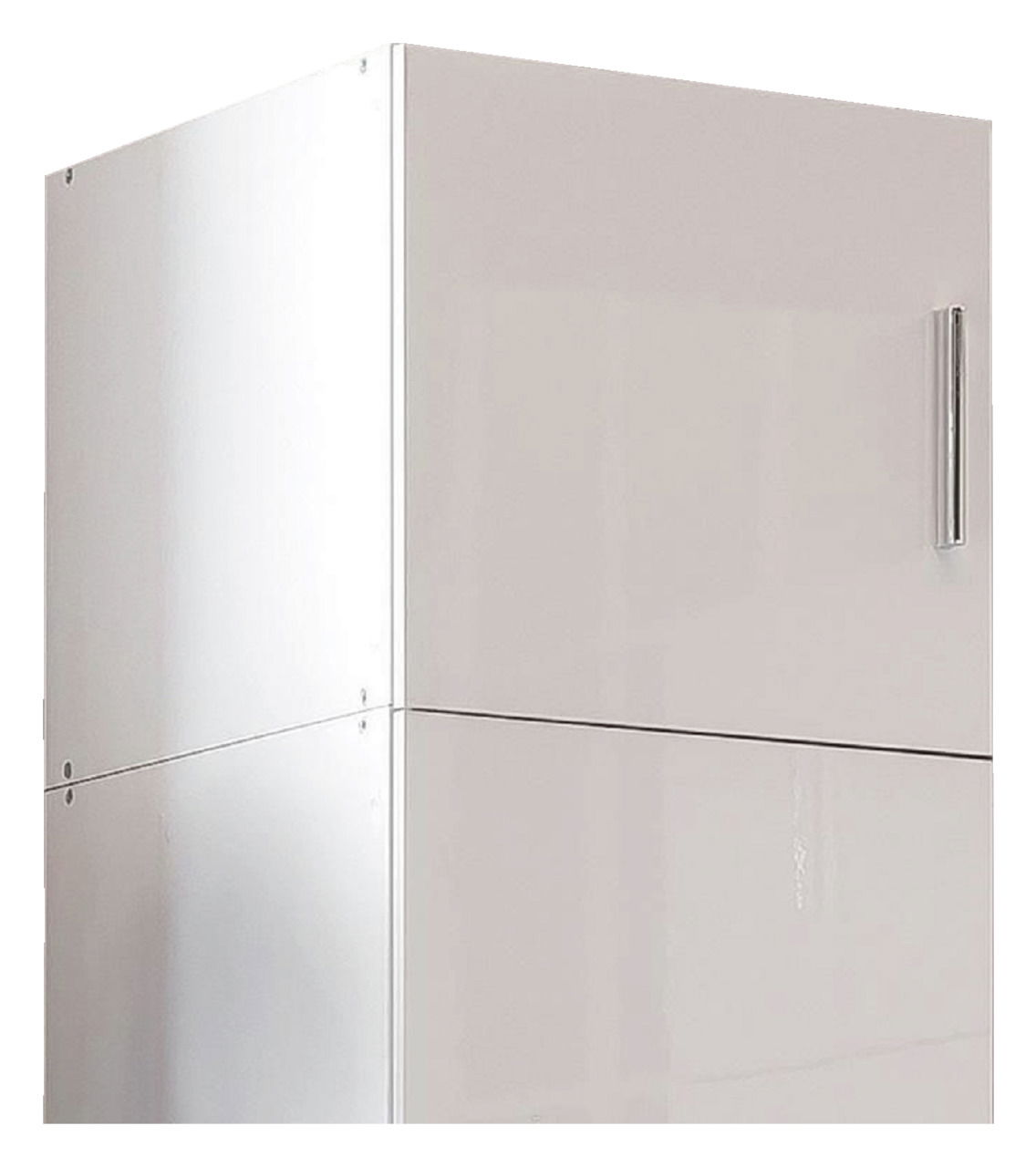 XORA Aufsatz T54 MALTA Weißer Schrankaufsatz mit Metallgriff, seitliche Perspektive