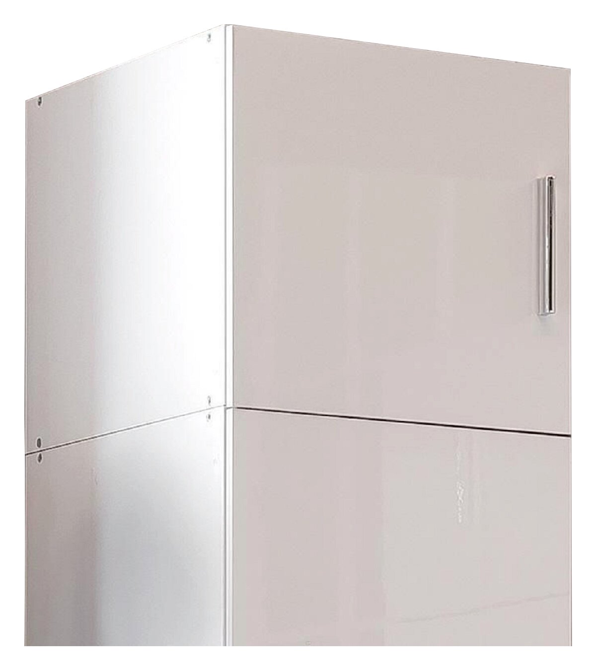 XORA Aufsatz T54 MALTA Weißer Schrankaufsatz mit Metallgriff, seitliche Perspektive