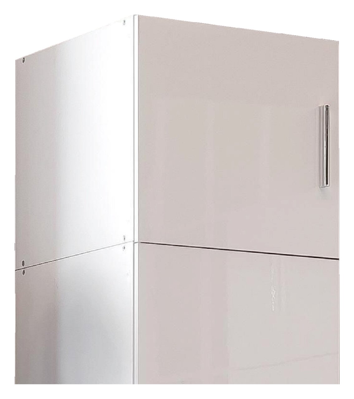 XORA Aufsatz T54 MALTA Weißer Schrankaufsatz mit Metallgriff, seitliche Perspektive