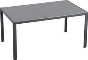 Moderner Gartentisch 150x90 cm in dunklem Grau, seitliche Perspektive
