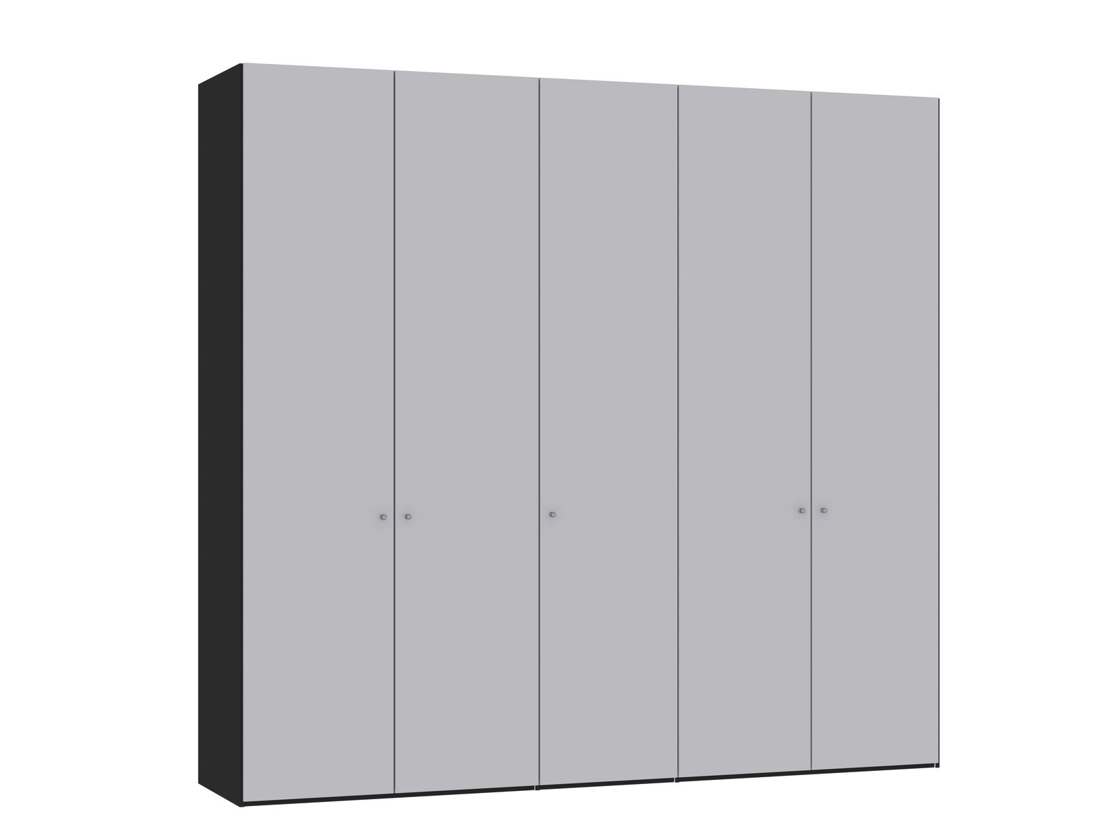 Jutzler Drehtürenschrank 5-trg. JUTZLER Fünf-türiger Drehtürenschrank in grauer Farbe, seitliche Perspektive