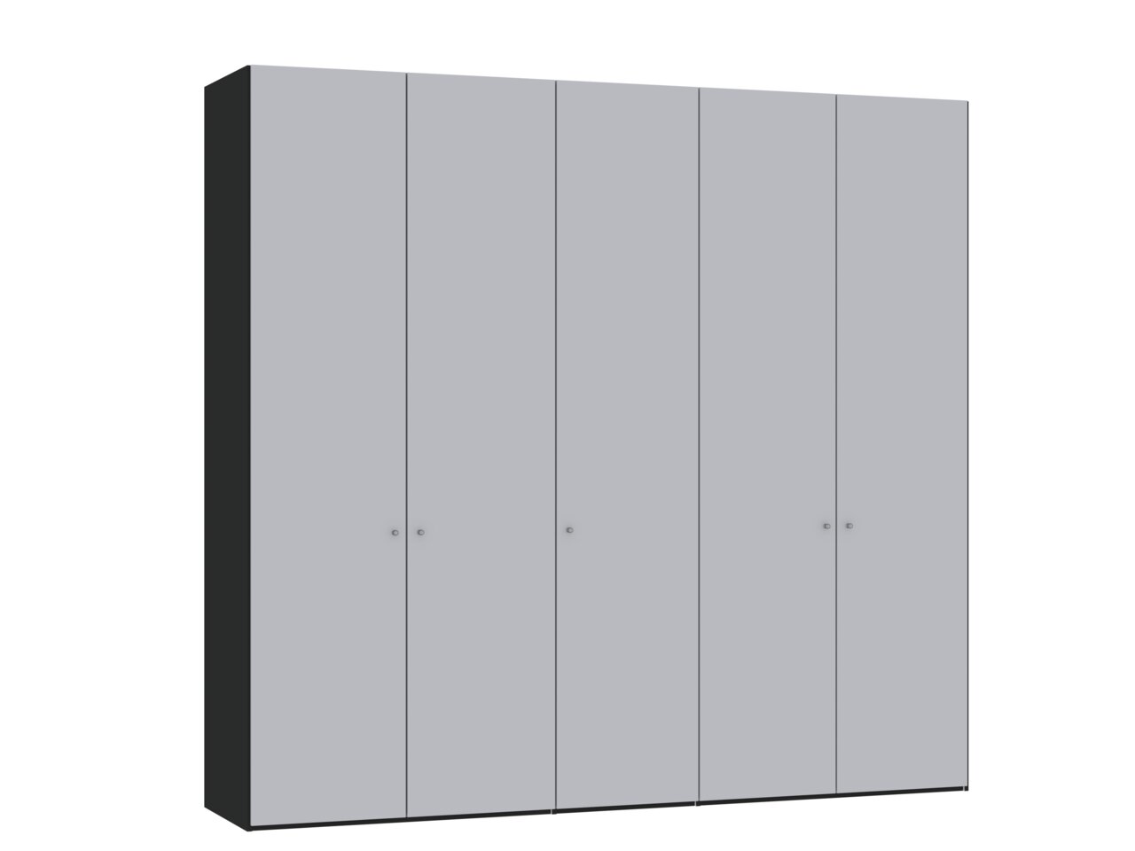 Jutzler Drehtürenschrank 5-trg. JUTZLER Fünf-türiger Drehtürenschrank in grauer Farbe, seitliche Perspektive