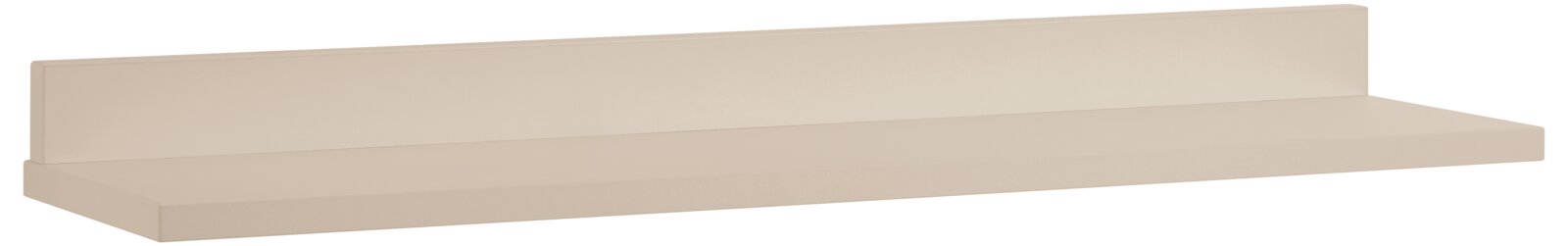 Paidi Wandplank EEFJE Beige zwevende wandplank met opstaande achterrand, weergegeven in schuin vooraanzicht op witte achtergrond