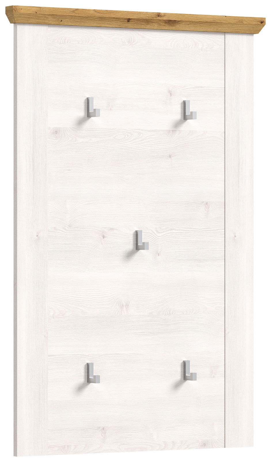 Garderobenpaneel mit sechs Haken, Holzoptik, Frontalansicht