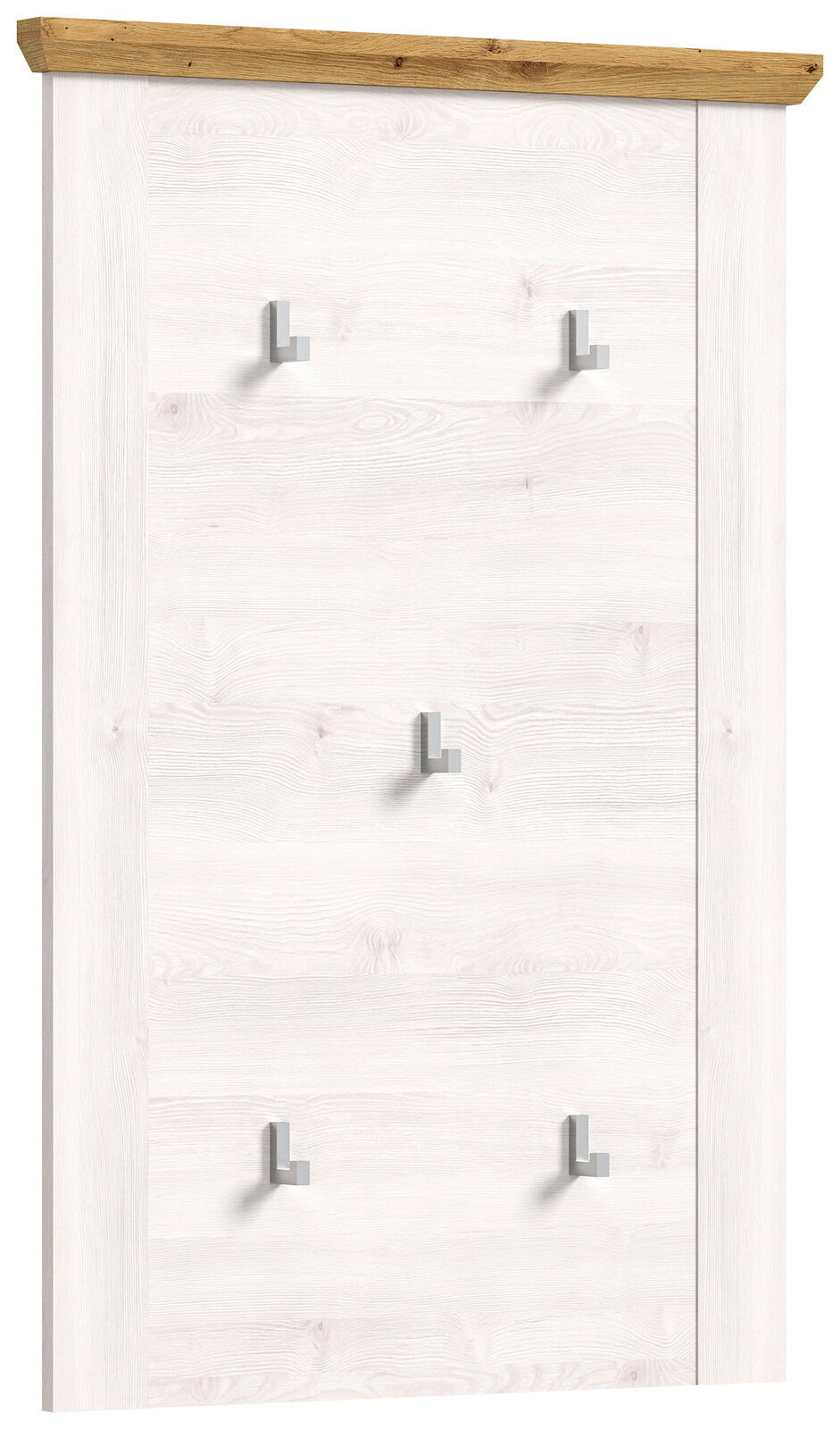 Garderobenpaneel mit sechs Haken, Holzoptik, Frontalansicht