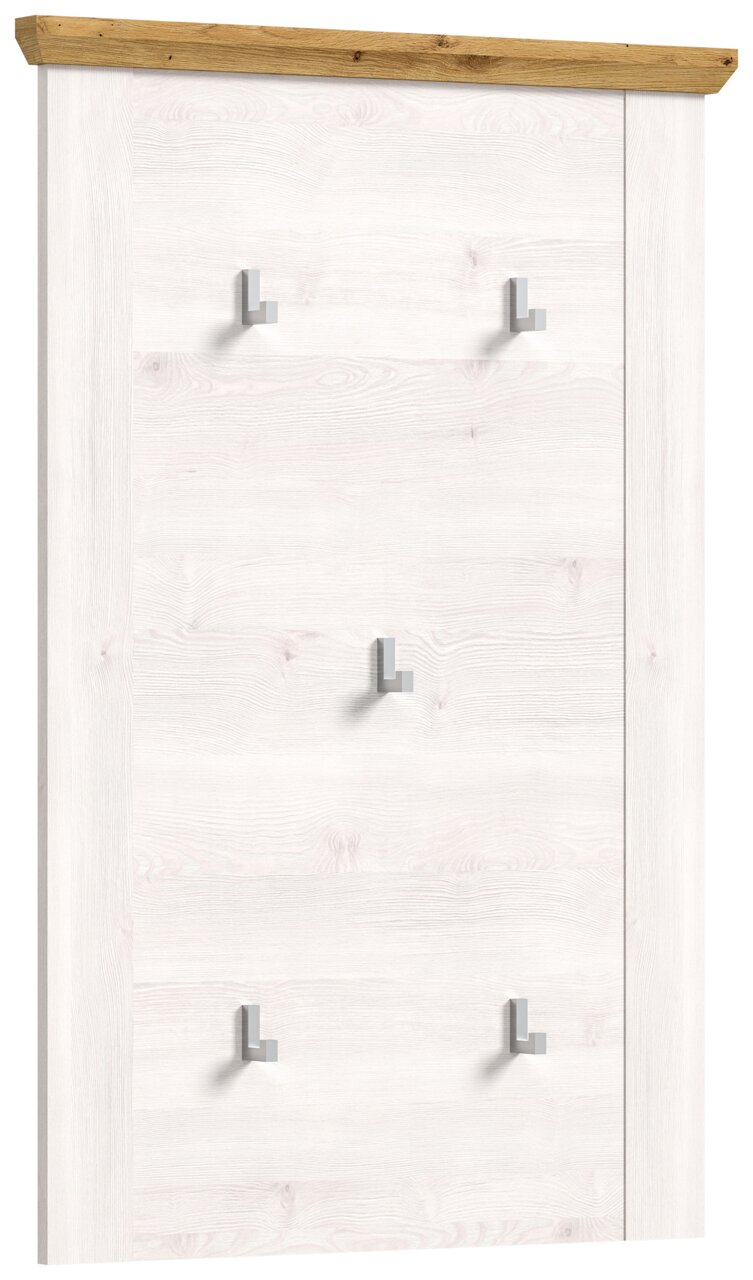 Garderobenpaneel mit sechs Haken, Holzoptik, Frontalansicht