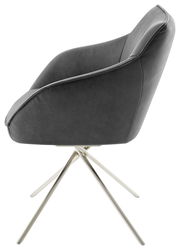 Moderner schwarzer Sessel mit Metallbeinen, seitliche Perspektive