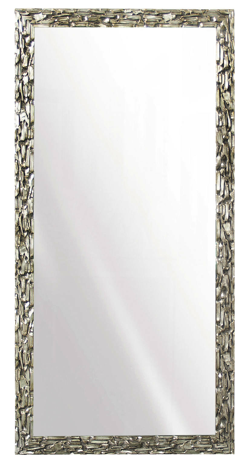 Novel Spiegel MONZA Rechteckiger Spiegel mit dekorativem Rahmen aus silbernen Mosaikstücken, frontal abgebildet.