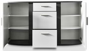 Modernes Sideboard mit offenen Türen und Schubladen, Frontalansicht