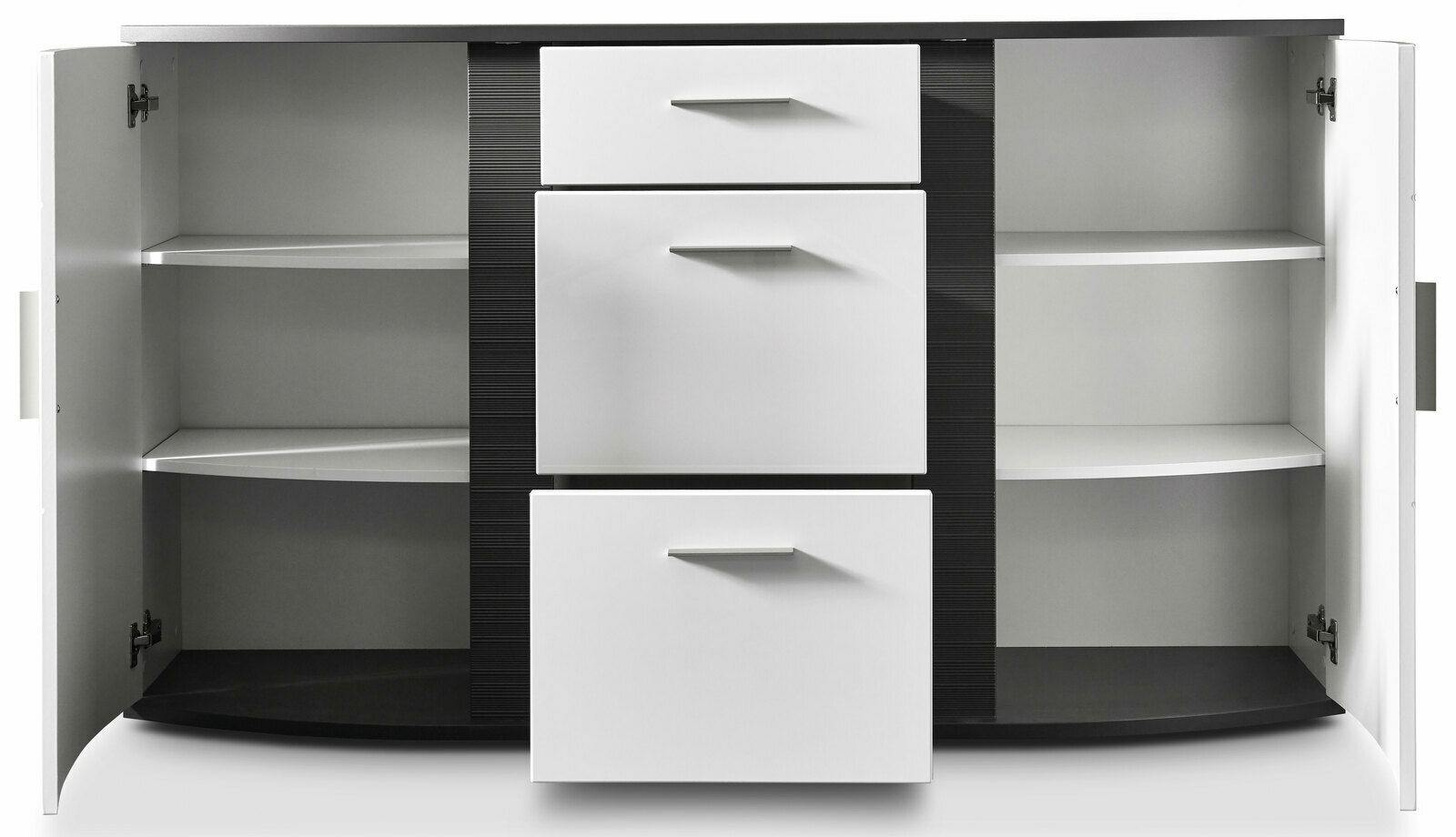 Modernes Sideboard mit offenen Türen und Schubladen, Frontalansicht