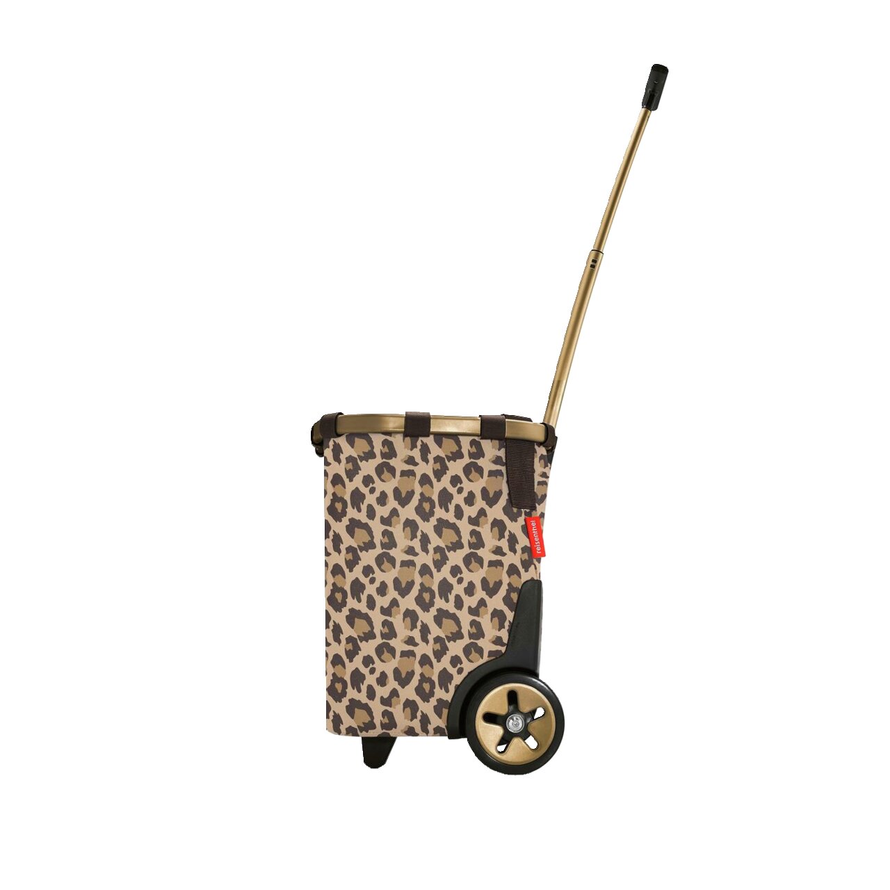 Seitenansicht eines Carrycruisers mit Leopardenmuster und ausziehbarem Griff.
