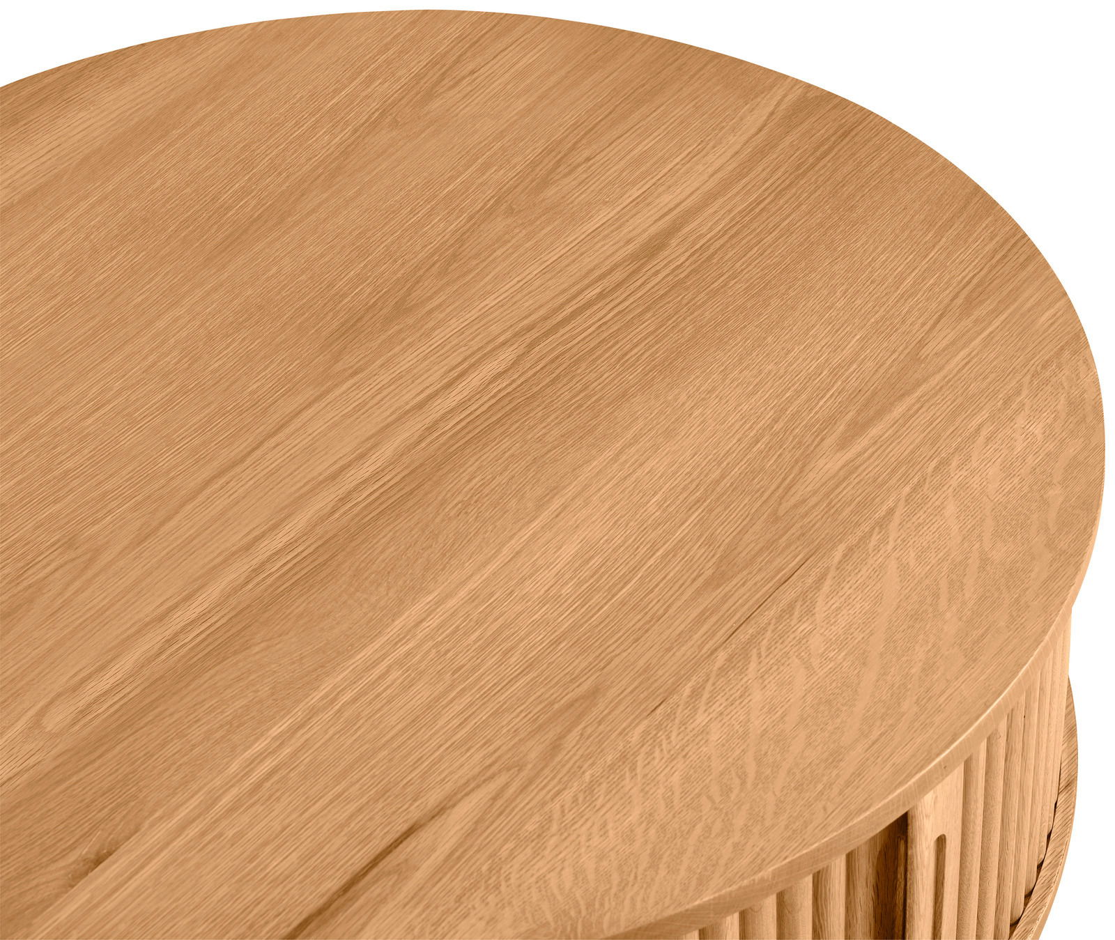 Runder Couchtisch aus Holz, Ansicht von oben