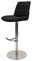 Novel Barhocker HENRY Moderner Barhocker mit schwarzem, gepolstertem Sitz und Rückenlehne, auf einem verchromten Standfuß mit Fußstütze. Seitenansicht.