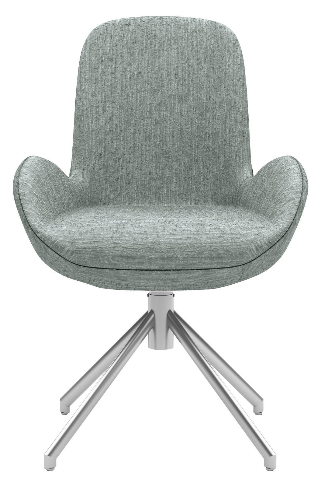 Grauer Armlehnstuhl mit modernem Design, Vorderansicht