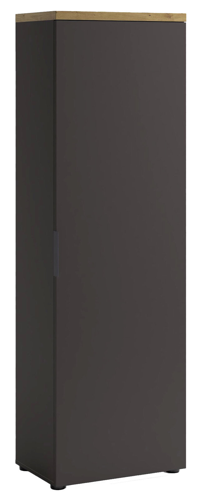 XORA Garderobenschrank IDEA ANTHRAZIT Garderobenschrank in dunklem Grau mit Holzoberseite, seitliche Perspektive