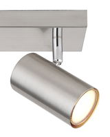 Moderner Strahler aus gebürstetem Metall, seitliche Perspektive