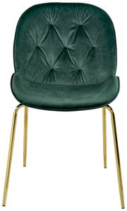 Grüner Samtstuhl mit goldenen Beinen, Vorderansicht
