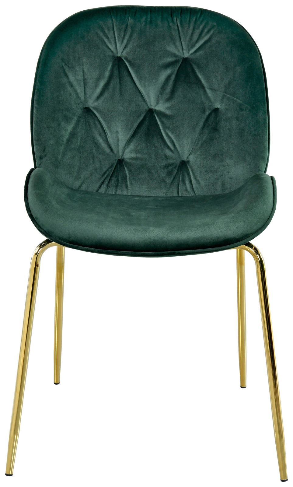 Grüner Samtstuhl mit goldenen Beinen, Vorderansicht