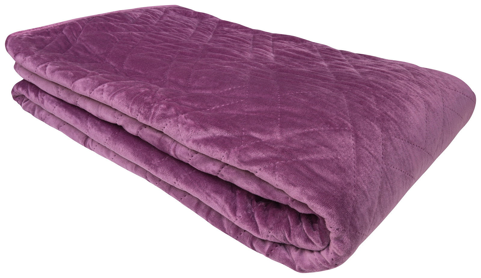 Lila Tagesdecke Checklick 140x210, gefaltet, aus seitlicher Perspektive