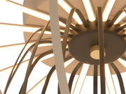 Moderne Deckenleuchte mit strahlenförmigem Design, von unten betrachtet.