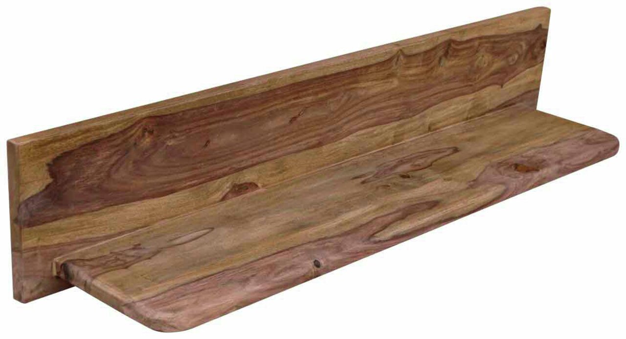 Houten wandplank in zijaanzicht met natuurlijke nerf