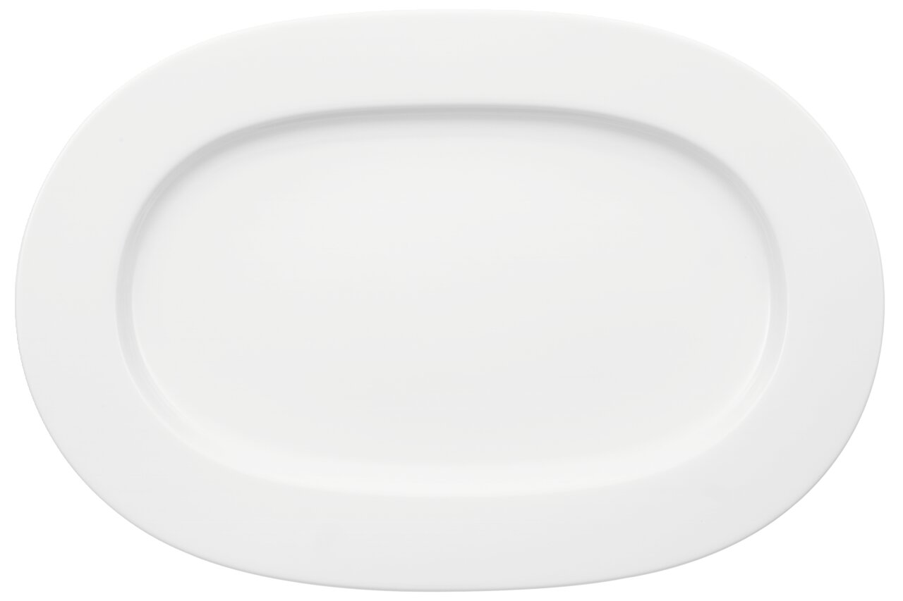 Villeroy & Boch Servierplatte NOBLESSE Ovale weiße Platte, 34 cm, Draufsicht