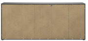 Rückansicht eines XXL-Sideboards mit schlichter, brauner Rückwand und grauem Rahmen.