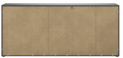 Rückansicht eines XXL-Sideboards mit schlichter, brauner Rückwand und grauem Rahmen.