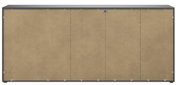 Rückansicht eines XXL-Sideboards mit schlichter, brauner Rückwand und grauem Rahmen.