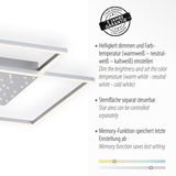 Moderne Deckenleuchte YUKI aus Stahl mit dimmbarer Helligkeit und einstellbarer Farbtemperatur, Sternfläche separat steuerbar, seitliche Perspektive.