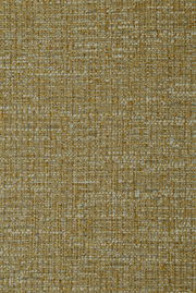 Nahaufnahme eines strukturierten, gewebten Stoffes in Gelb- und Grautönen, von oben betrachtet.