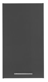 Großer Hängeschrank in dunklem Grau mit silbernem Griff, Frontalansicht