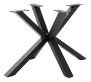 Schwarzes Tischgestell aus Metall in X-Form, seitliche Perspektive