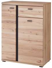 Schuhschrank aus Holz mit zwei Türen und einer Schublade, Frontansicht