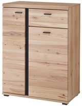 Schuhschrank aus Holz mit zwei Türen und einer Schublade, Frontansicht