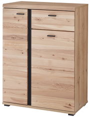 Schuhschrank aus Holz mit zwei Türen und einer Schublade, Frontansicht