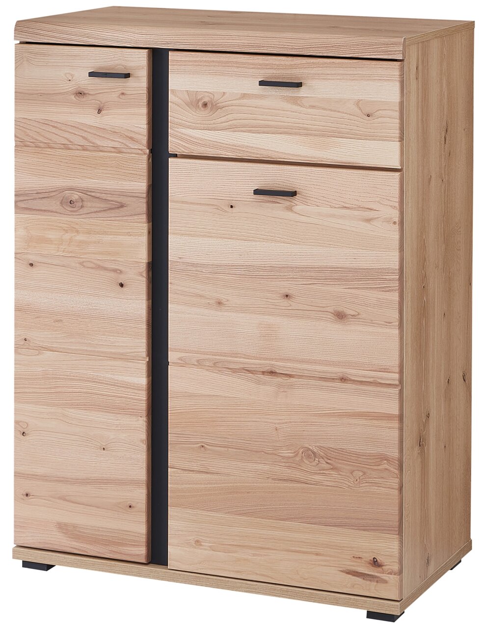 Schuhschrank aus Holz mit zwei Türen und einer Schublade, Frontansicht