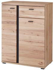 Schuhschrank aus Holz mit zwei Türen und einer Schublade, Frontansicht