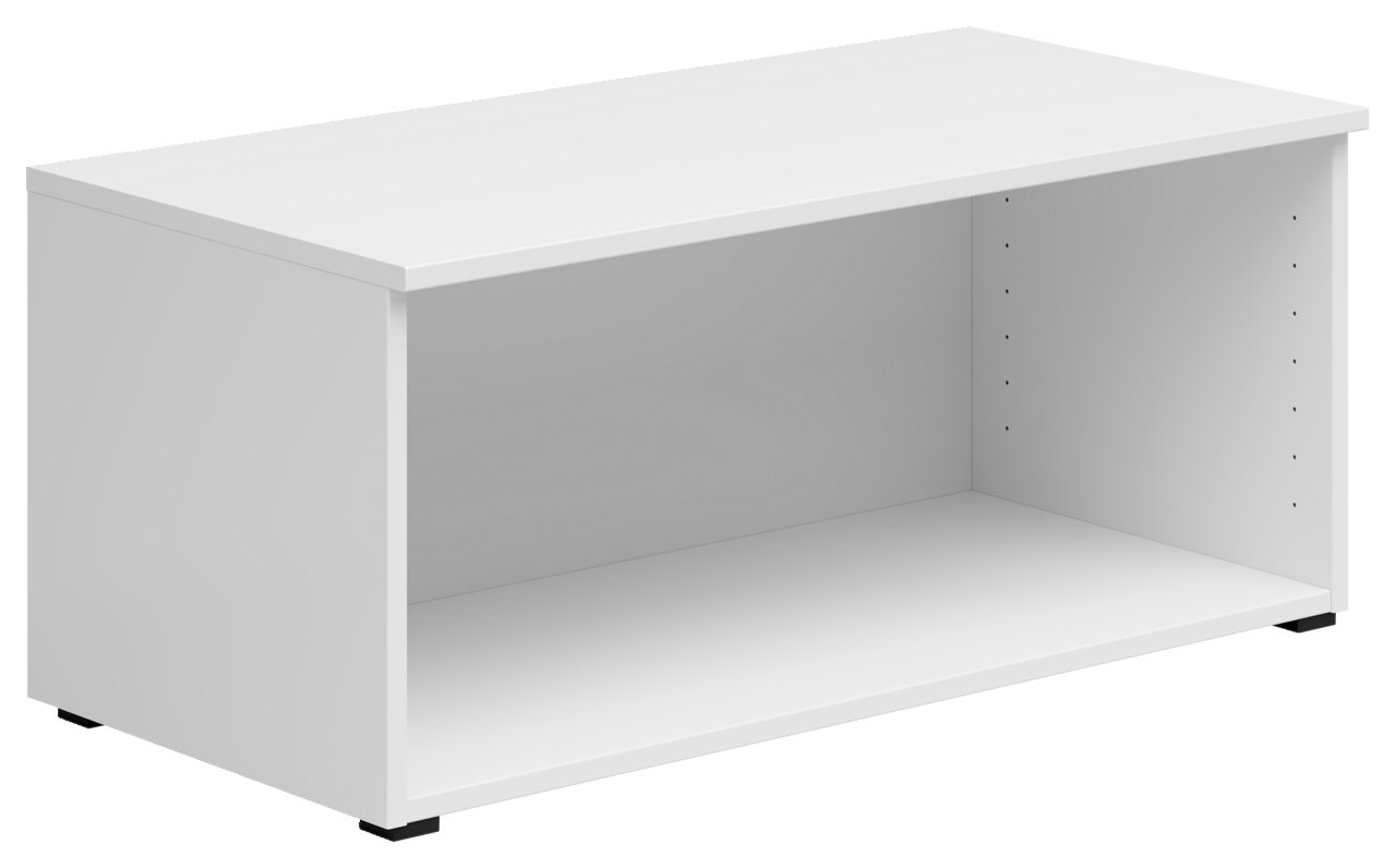 Carryhome Regalaufsatz MULTISTAURAUM Weißer Regalaufsatz aus Holz, perspektivisch von vorne rechts fotografiert.