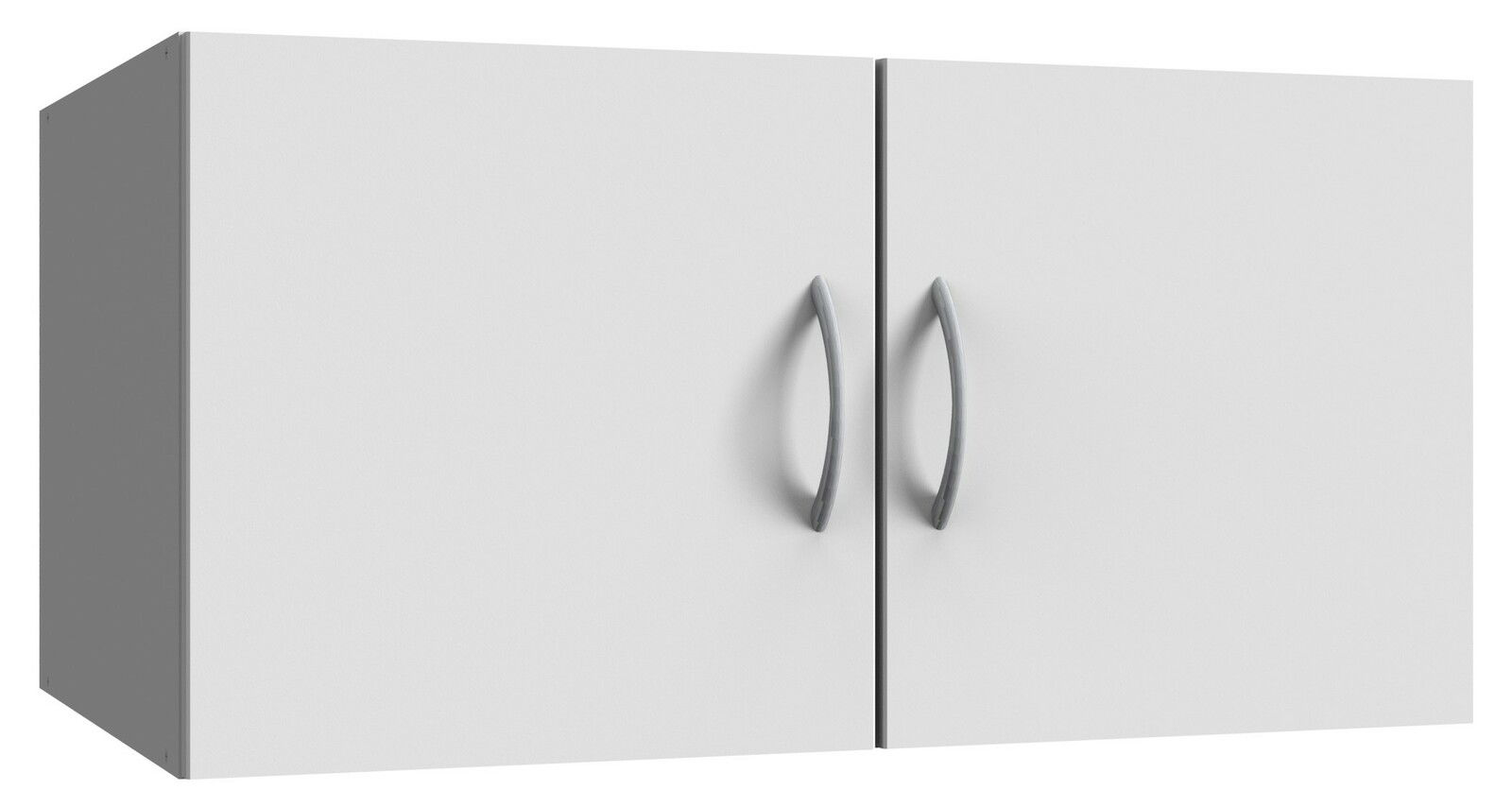 XORA Hängeschrank MULTIRAUMKONZEPT Moderner weißer Hängeschrank mit zwei Türen und silbernen Griffen, seitliche Perspektive