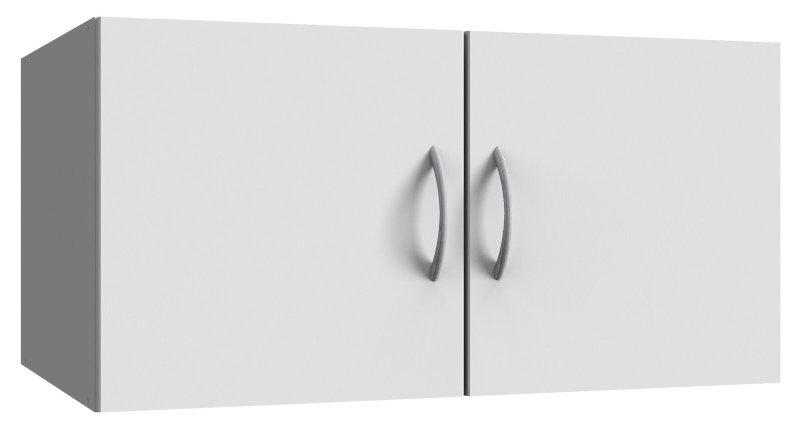 XORA Hängeschrank MULTIRAUMKONZEPT Moderner weißer Hängeschrank mit zwei Türen und silbernen Griffen, seitliche Perspektive