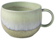 Koffiekopje met een zacht kleurverloop in groene en beige tinten, zijaanzicht