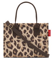 Leopardenmuster Shopper Tasche mit Tragegriffen und Schulterriemen, Vorderansicht