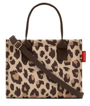 Shopper met luipaardprint, handvatten en schouderriem, vooraanzicht