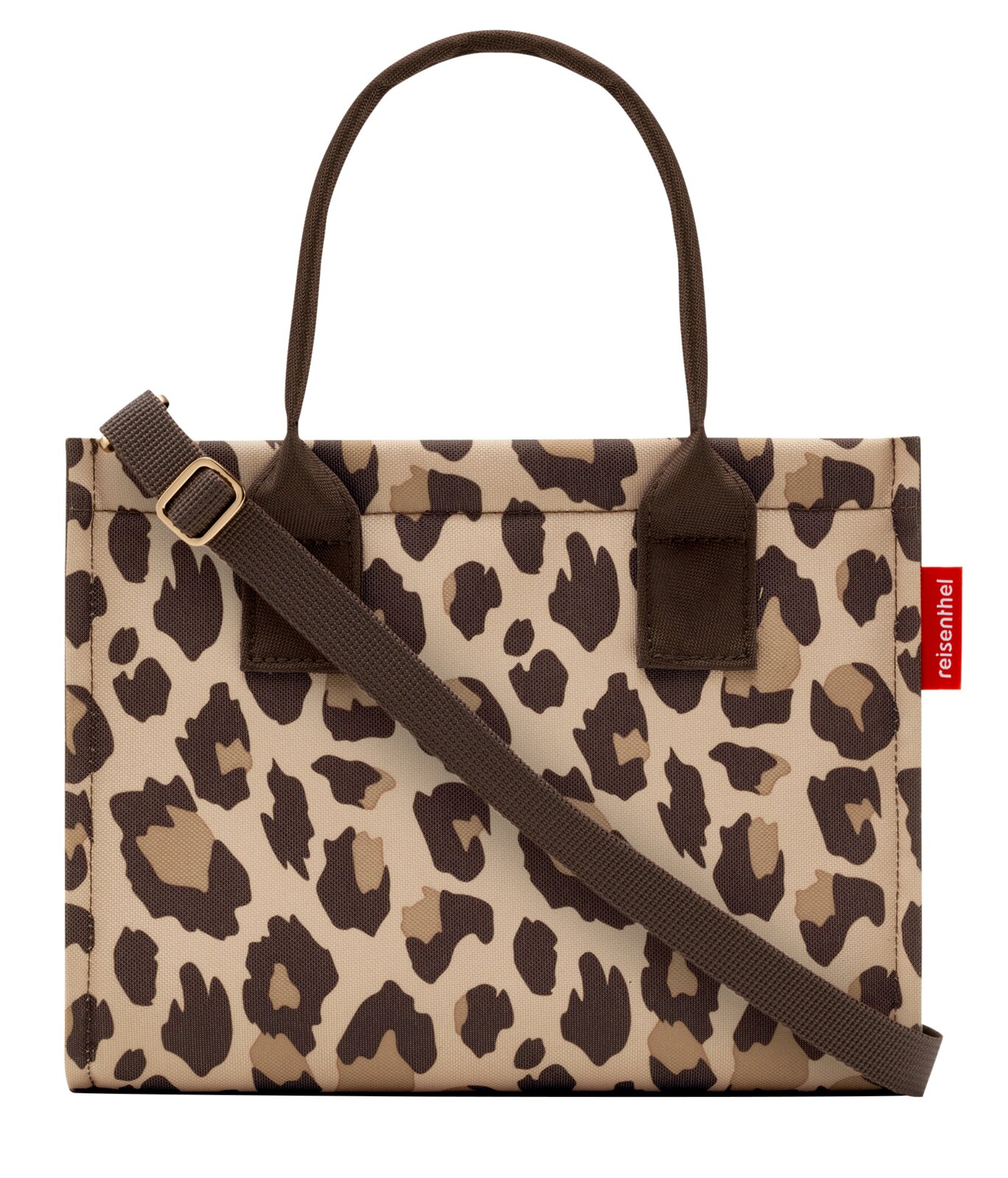 Shopper met luipaardprint, handvatten en schouderriem, vooraanzicht